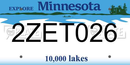 2ZET026 Minnesota License Plate