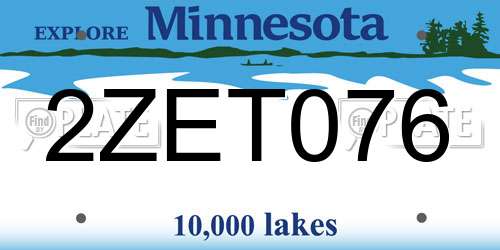 2ZET076 Minnesota License Plate