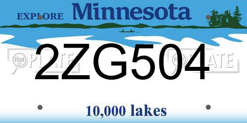2ZG504 Minnesota License Plate