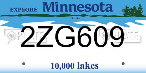 2ZG609 Minnesota License Plate