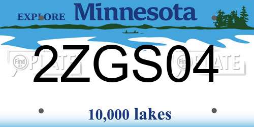 2ZGS04 Minnesota License Plate