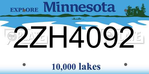 2ZH4092 Minnesota License Plate