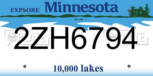 2ZH6794 Minnesota License Plate