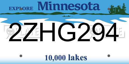 2ZHG294 Minnesota License Plate