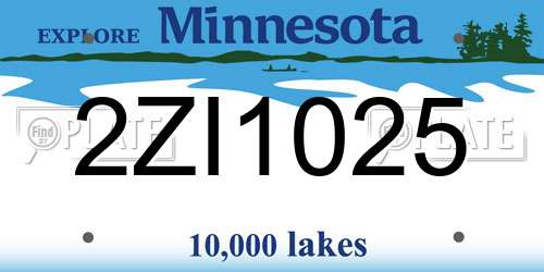2ZI1025 Minnesota License Plate