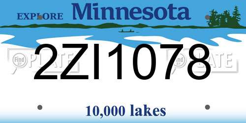 2ZI1078 Minnesota License Plate