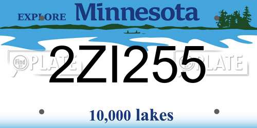 2ZI255 Minnesota License Plate