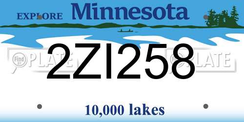 2ZI258 Minnesota License Plate