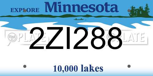 2ZI288 Minnesota License Plate