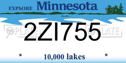 2ZI755 Minnesota License Plate