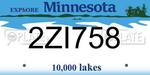 2ZI758 Minnesota License Plate