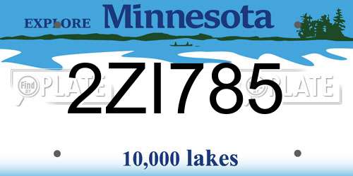 2ZI785 Minnesota License Plate