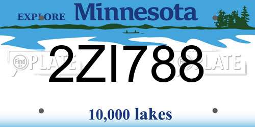 2ZI788 Minnesota License Plate