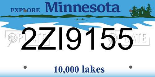 2ZI9155 Minnesota License Plate
