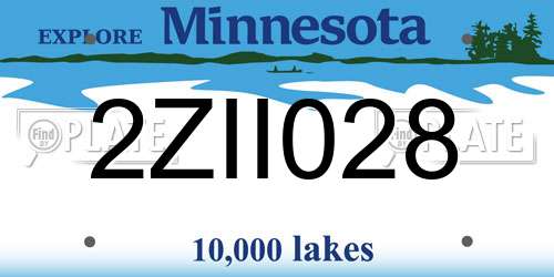 2ZII028 Minnesota License Plate