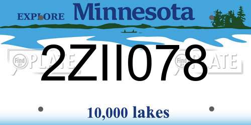 2ZII078 Minnesota License Plate