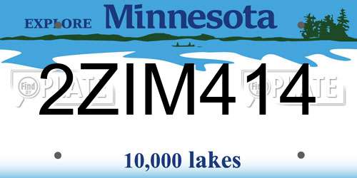 2ZIM414 Minnesota License Plate