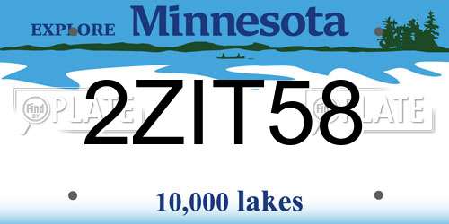 2ZIT58 Minnesota License Plate