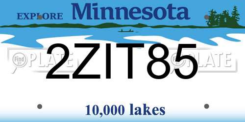 2ZIT85 Minnesota License Plate