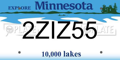 2ZIZ55 Minnesota License Plate