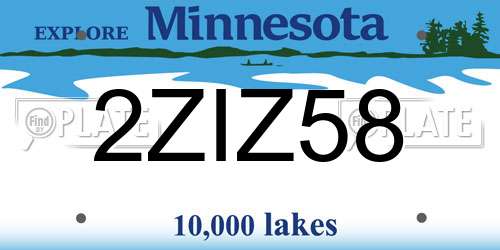 2ZIZ58 Minnesota License Plate