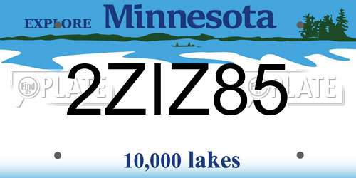 2ZIZ85 Minnesota License Plate