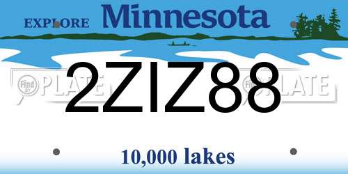 2ZIZ88 Minnesota License Plate