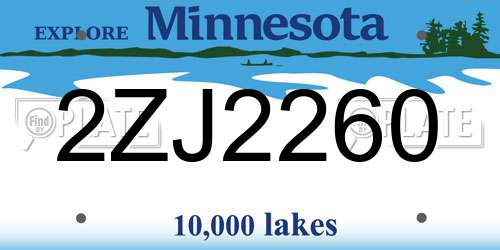 2ZJ2260 Minnesota License Plate