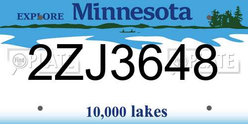 2ZJ3648 Minnesota License Plate