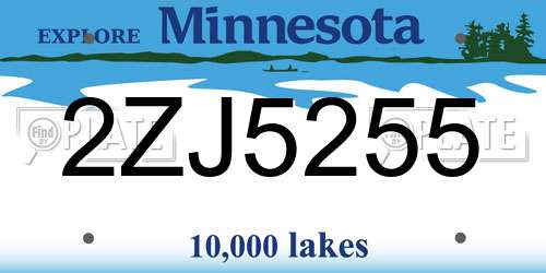 2ZJ5255 Minnesota License Plate