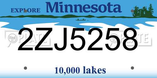 2ZJ5258 Minnesota License Plate