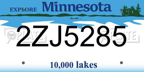 2ZJ5285 Minnesota License Plate