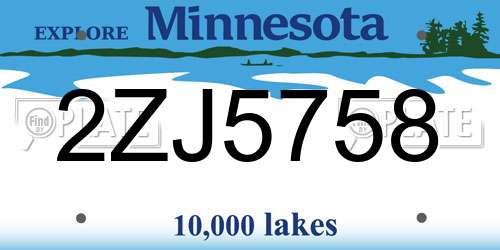 2ZJ5758 Minnesota License Plate