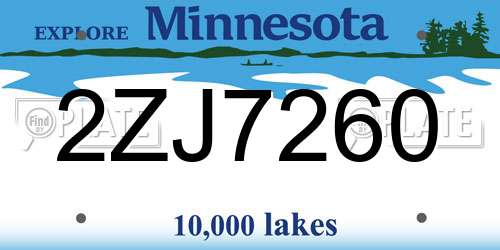 2ZJ7260 Minnesota License Plate