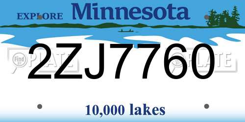 2ZJ7760 Minnesota License Plate