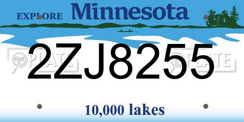 2ZJ8255 Minnesota License Plate