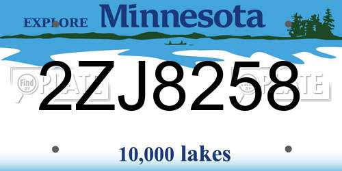 2ZJ8258 Minnesota License Plate