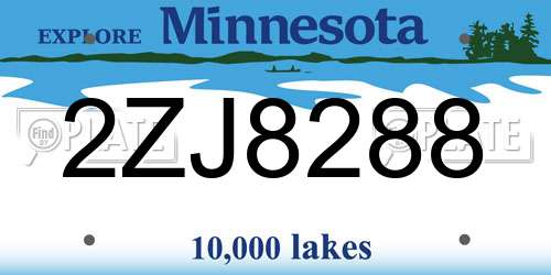 2ZJ8288 Minnesota License Plate