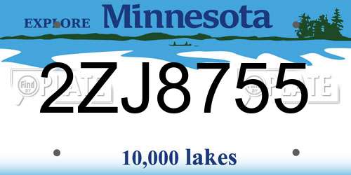 2ZJ8755 Minnesota License Plate