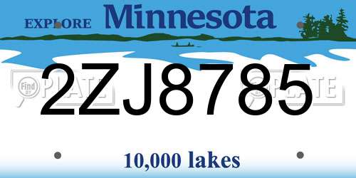 2ZJ8785 Minnesota License Plate