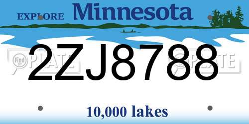 2ZJ8788 Minnesota License Plate