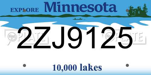 2ZJ9125 Minnesota License Plate