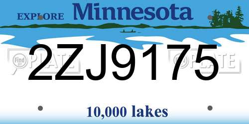 2ZJ9175 Minnesota License Plate