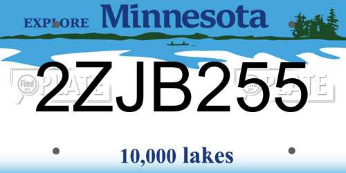 2ZJB255 Minnesota License Plate
