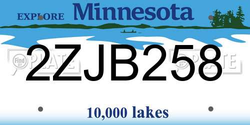 2ZJB258 Minnesota License Plate