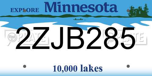 2ZJB285 Minnesota License Plate