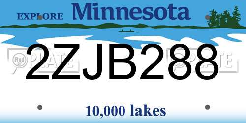 2ZJB288 Minnesota License Plate
