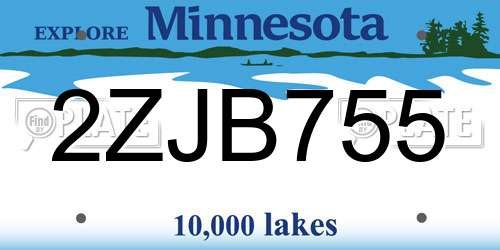 2ZJB755 Minnesota License Plate