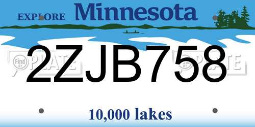 2ZJB758 Minnesota License Plate