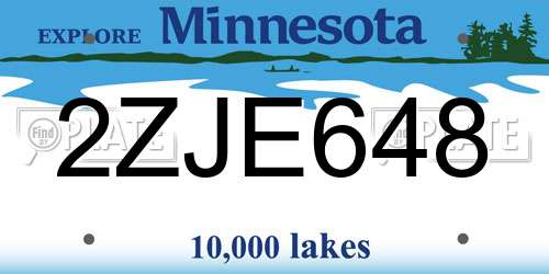 2ZJE648 Minnesota License Plate